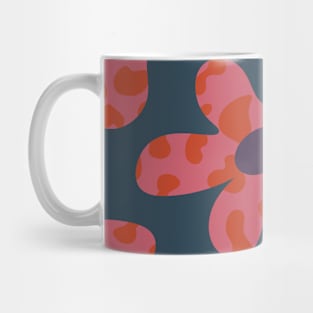 Cute Retro Daisy Floral Blue Pattern Mug